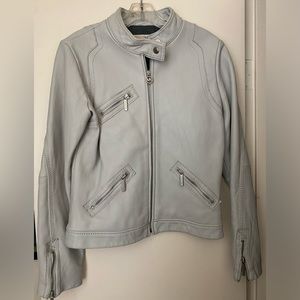 Rare MICHAEL Michael Kors White Leather Racer Jacket - Moto Biker